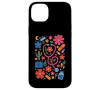 Retro Boho Floral Nurse Doctor Stethoscope RN Nursing Case for iPhone 14 Plus