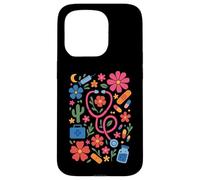 Retro Boho Floral Nurse Doctor Stethoscope RN Nursing Case for iPhone 15 Pro