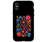 Retro Boho Floral Nurse Doctor Stethoscope RN Nursing Case for iPhone X/XS