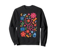 Retro Boho Floral Nurse Doctor Stethoscope RN Nursing Sweatshirt