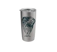 Retro Boho Folk Art Owl Curious Tilted Head Birding Graphic Stainless Steel Insulated Tumbler