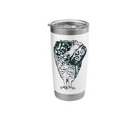 Retro Boho Folk Art Owl Curious Tilted Head Birding Graphic Stainless Steel Insulated Tumbler