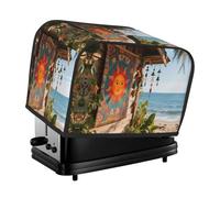 Retro Boho Sun Toaster Cover 2 Slice, Waterproof Bread Machine Covers with Pockets Universal Size Kitchen Small Appliance Cover with Handle, Dust and Fingerprint Protection