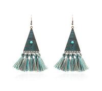 Retro Boho Tassel Earrings Handmade Tassel Drop Dangle Earrings Flower Geometric Statement Cotton Fringe Earrrings, Cotton, No Gemstone