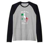 Retro Bologna Italy Distressed Italy Flag Raglan Baseball Tee