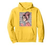 Retro Book Girl Design for Viellese Readers with Style Pullover Hoodie