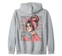 Retro Book Girl Design for Viellese Readers with Style Zip Hoodie