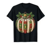 Retro Book Ornament Cozy Winter Librarian Teacher Christmas T-Shirt