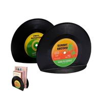 Retro Bookends - Book Ends To Hold Books Heavy Duty,Book Ends Decorative, Desk Decor Records Bookends For, Bedside Table, Desk, Coffee Table, Kitchen