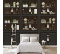 Retro Bookshelf Bookcase Books Art 3D Wallpaper Luxury Home Dining Decor Paste Sofa Living Room The Wall for Bedroom Mural-200cm×140cm