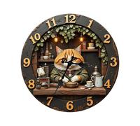 Retro Bookshelf Books Wallpaper Wall Clock, Non-ticking 12 Inch Round Decorative Clocks, Battery Operated Round Wall Hanging Clock for Home, Office Decors