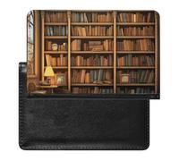 Retro Bookshelf Passport Holder Passport Cover Protector Essentials with Credit Card Slots for Women Men