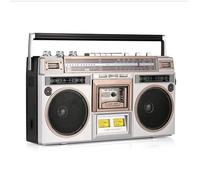 Retro Boombox CD Tape Player, 80s Style, Bluetooth Tape Recorder, AM/FM Radio, SD/USB Input, Built-In Speaker for Family Gatherings and Travel