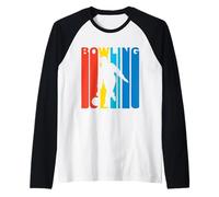 Retro Bowler Vintage Bowling Player Raglan Baseball Tee