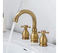 Retro Brass Bathroom Faucet - 2-Handle Antique 3-Hole Mixer Tap, Multi-Function Sink Faucet for Classic Home Decor, Elegant Vintage Design for Timeless Bathroom Style