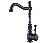 Retro Brass Black Bronze Kitchen Sink FaucetSingle Handle Deck Mounted Hot & Cold Water Mixer Tap European Style for Modern KitchensDurable & Elegant Design Aqiong