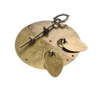 Retro Brass Chinese Dynasty Style Furniture Door Pull Handle Knock Lock Latch, 100mm Diameter, Antique Brass Color, Metal Iron Construction, for Cabinet Wardrobe Drawer with Lockable Bolt