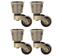 Retro Brass Furniture Casters | Solid Bronze Cup-Shaped Wheels with 3-Hole Mount | Heavy Duty Sofa Casters for Home Improvement | Silent Rolling Floor Protectors |