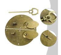 Retro Brass Furniture Door Pull Handle, 100mm Diameter Knock Lock Latch for Cabinets & Drawers, Antique Finish Metal Iron