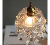 Retro Brass Glass Small Chandelier LED Crystal Lamp for Bedside, Hallway, Balcony & Kitchen