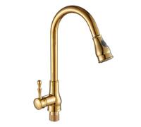 Retro Brass Kitchen Faucet Pull Out Spray Mixer Tap 360° Swivel 2 Spray Modes High Arc Design Antique Style Heavy Duty Kitchen Sink Tap for Modern or ge Decor