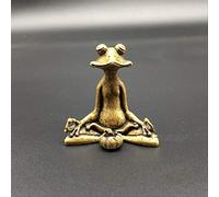 Retro Brass Meditate Zen Buddhism Frog Statue Small Ornament Copper Animal Sculpture Incense Burner Home Desk Decoration Tea Pet Art collection