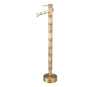 Retro Brass Yard Hydrant Floor Mounted Water Tap Bamboo Design with Faucet, Stainless Steel Garden Water Column Detachable Outdoor Hose Stand, Bottom Or Side Inlet