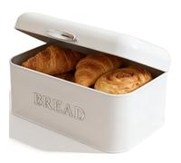 Retro Bread Bin with Embossed Lettering, Easy to Clean Large Storage Box, Dry Food Container for Long-Lasting Freshness, Durable Steel Countertop Canisters for Store Pastries, Rolls, Bagels, Loaves