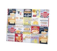 Retro Breakfast Glass 40cm Worktop Chopping Board Saver Protector American Diner