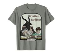 Retro Breakfast with Baphomet Dark Humor Halloween Season T-Shirt, Men, Olive Heather, Large