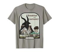 Retro Breakfast with Baphomet Dark Humor Halloween Season T-Shirt, Men, Slate Grey, Large