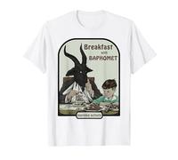 Retro Breakfast with Baphomet Dark Humor Halloween Season T-Shirt, Men, White, 5X-Large