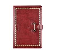 Retro Bridge-Button Notebook for Adults, Gold Foil Wheat Pattern, 224 Pages 80g Beige Paper, Pen Holder and Pocket(Rot)