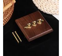 Retro British Style Black Walnut Wood Socket & LED Dimmer Switch, Pure Wood Brass Toggle Switch Board, Bedside Wall-Mounted Light Switch Socket