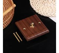Retro British Style Black Walnut Wood Socket & LED Dimmer Switch, Pure Wood Brass Toggle Switch Board, Bedside Wall-Mounted Light Switch Socket