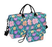 Retro Broken Flowers Modern Decor Decorative Duffel Bags Gym Carry on Duffel Bags with Adjustable Strap for Airplane Traveling Large Capacity bolso para en Avion