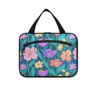 Retro Broken Flowers Modern Decor Hanging Mens Toiletry Bag with Hook, Designer Unisex Bags with Zipper for Women Must Haves Gym bolso de Mano para Hombre