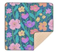 Retro Broken Flowers Modern Decor Soft Padded Baby Care Play mat for Floor Cozy Breathable Foldable Infant Play Mat for Babies Infants Toddlers, 50'' x 50''para juegos de