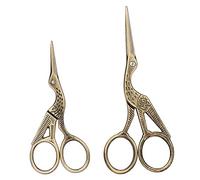 Retro Bronze Stainless Steel Carving Crane Shape Sewing Scissors Set Two Sizes for Crafting Tailoring and Daily Use Durable 2CR13 Material