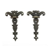 Retro Bronze Zinc Alloy Butt Hinges, 2-Pack Decorative Antique Hinges for Wooden Boxes Cabinets Drawers, 4.45 x 2.72 x 0.20 in with 10 Screws
