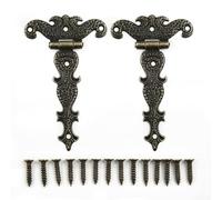 Retro Bronze Zinc Alloy Butt Hinges, Antique Cabinet Drawer Decorative Hardware, With Screws, For Wooden Box Furniture Door 11.3x6.9cm 2 Pieces