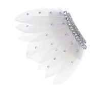 Retro Brooch Pin Badge, Metal Feather Crystal Vintage Jewelry for Clothing Decoration Accessories 9.84x11.81x0.98inch- White Feather