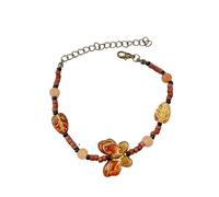 Retro Brown Butterfly Leaf Bohemian Bracelet for Women Resin Statement Vintage Leaves Animal Charm Handmade Adjustable Stackable Crystal Ball Beaded Chain Boho Summer Beach Fashion Jewelry for Her