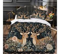 Retro Brown Deer 3 Pieces Bedding Set，Full Size Sika Deer Comforter Soft Microfiber Down Alternative Comforter Bedding Set With Corner Loops