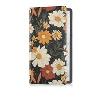 Retro Brown Flowers Premium Leather Car Registration and Insurance Holder Car Essentials for ID, Driver's License, Key Contact Information Cards