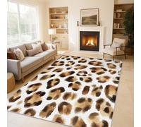 Retro Brown Leopard Print Rugs for Living Room Bedroom, Cheetah Print Area Rugs Large 160x230 cm, Washable Non Slip Pattern Carpet Home Decor C&J47