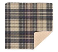 Retro Brown Plaid Check Pattern Soft Thick Baby Activity Play Mat for Floor Lightweight Tummy Time Activity Mat for Babies Infants Toddlers, 50'' x 50''