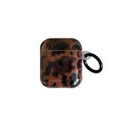 Retro Brown Tortoise Shell Case for AirPods 1&2 with Charm - Cute Amber Cheetah Print Trendy Glossy Turtle Shell Girls Women Soft Slim Protective Cover for AirPods 1(Turtle Shell)