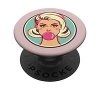 Retro Bubblegum Babe Blonde Pin-Up Style Pop Art Design PopSockets Adhesive PopGrip