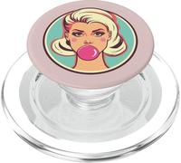 Retro Bubblegum Babe Blonde Pin-Up Style Pop Art Design PopSockets PopGrip for MagSafe